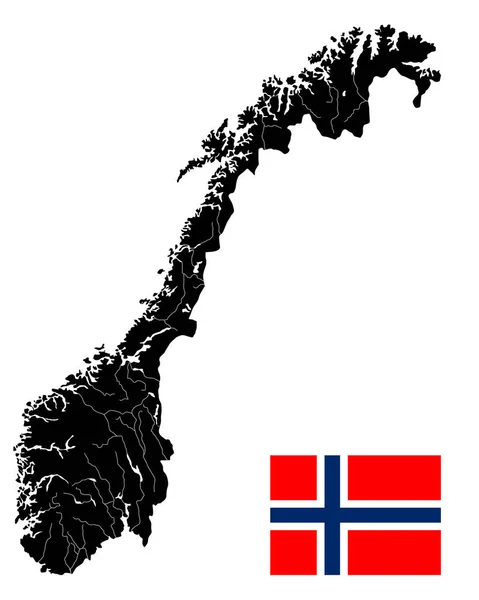 非常に詳細なノルウェー地図 — ストックベクタ