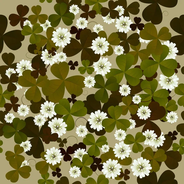 Un patrón floral sin costuras con tréboles — Archivo Imágenes Vectoriales