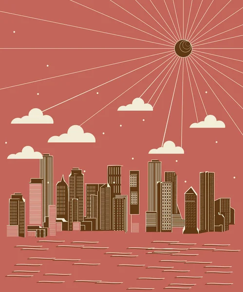 Cidade skyline ilustração — Vetor de Stock