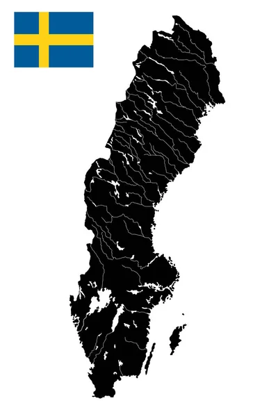 スウェーデンの詳細地図 — ストックベクタ