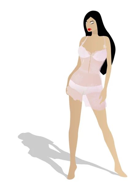 Fille en lingerie de nuit — Image vectorielle