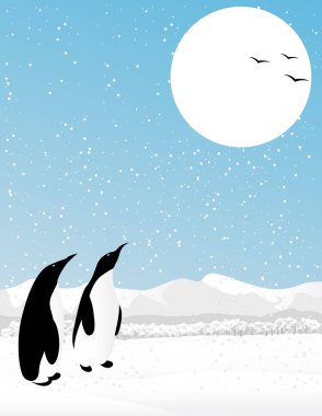 Penguenler ile kış sahne