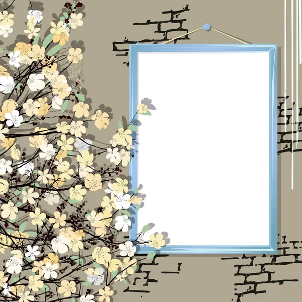 Порожня рамка з квітами — стоковий вектор