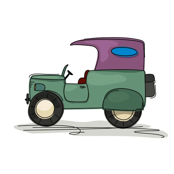 Vintage jeep dibujos animados — Vector de stock