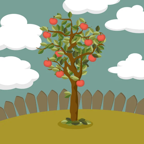 Drzewo ilustracja jabłko — Wektor stockowy