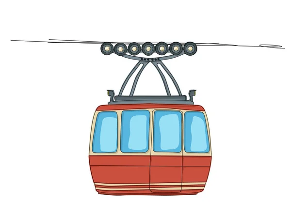 Cable-car on ropeway — Stock Vector