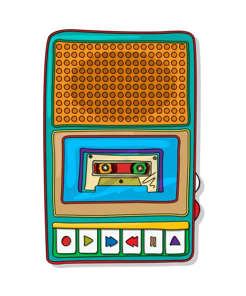 Grabadora de cinta de audio Pop art — Vector de stock
