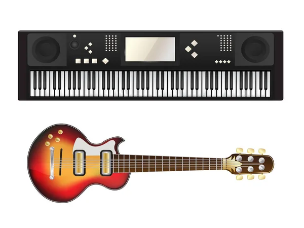 Electric guitar and synthesizer — Stock Vector