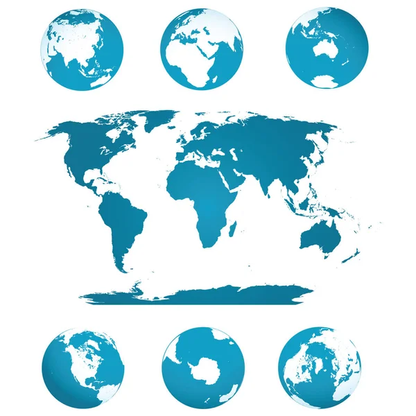 Globes et carte du monde — Image vectorielle