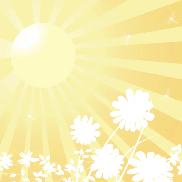 Matahari dan bunga - Stok Vektor
