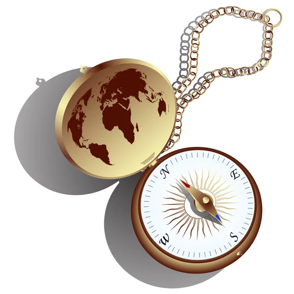Goldener Kompass — Stockvektor