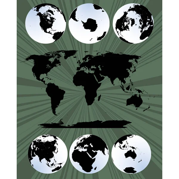 Mapa del mundo y globos — Vector de stock