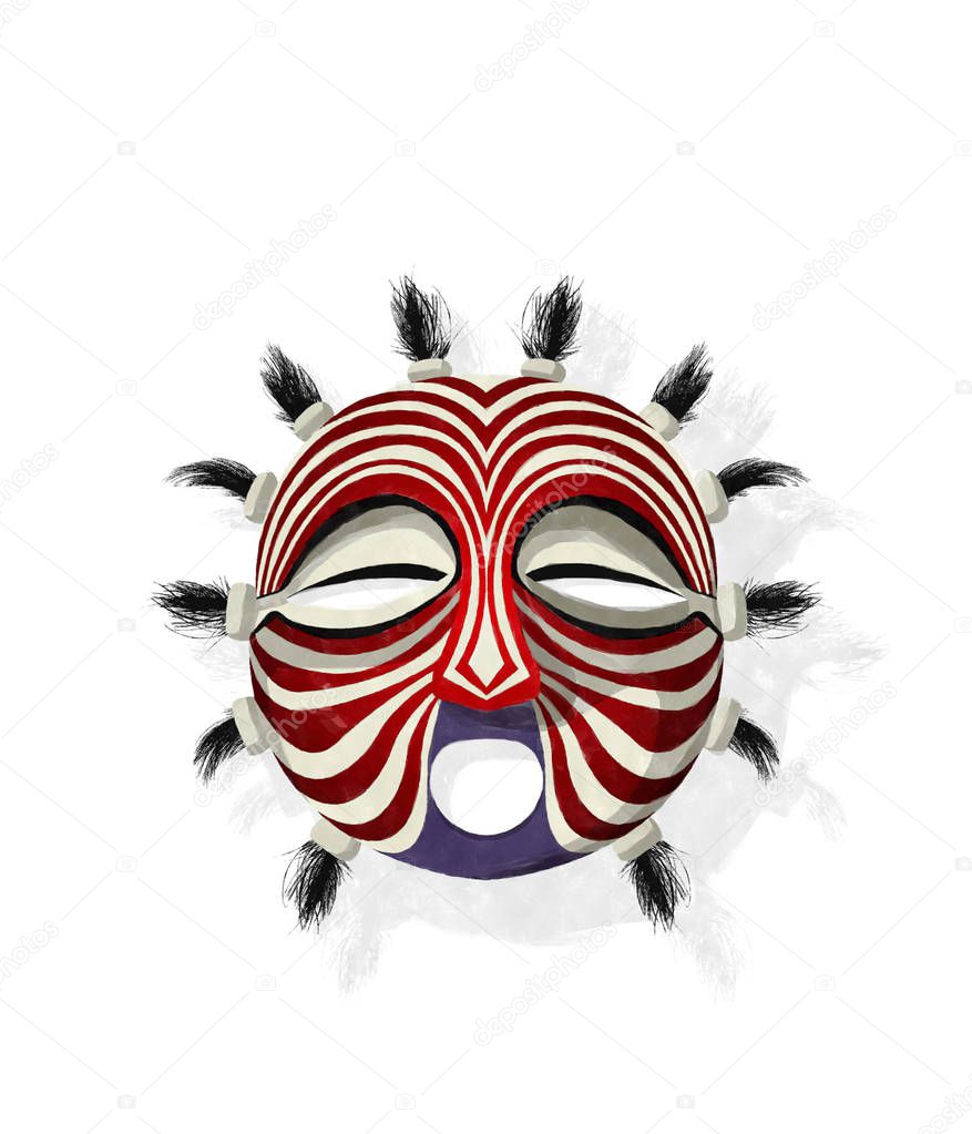 Watercolor tribal mask