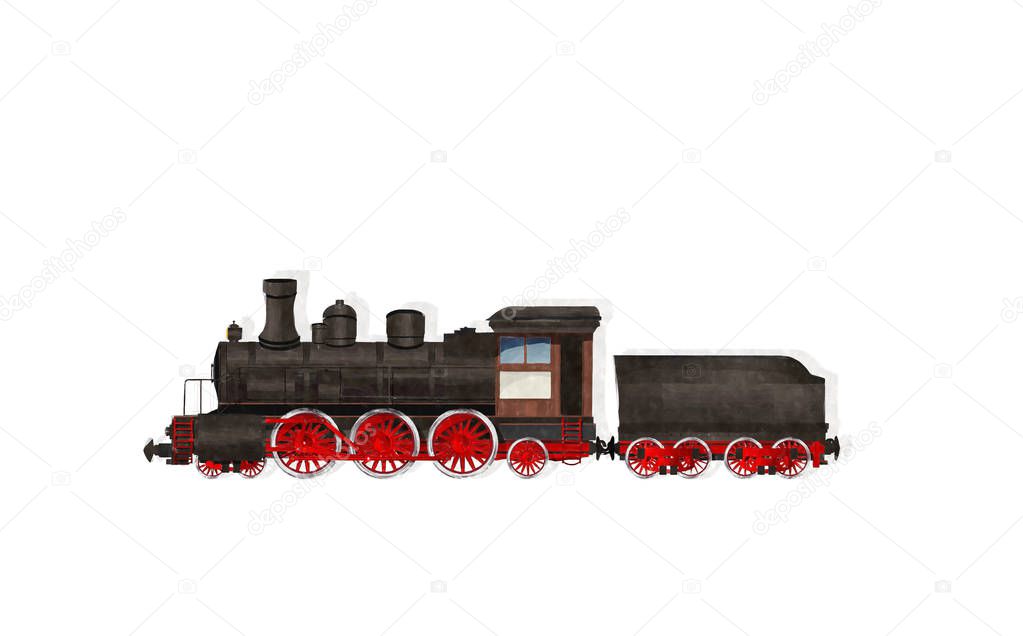 Watercolor steam train