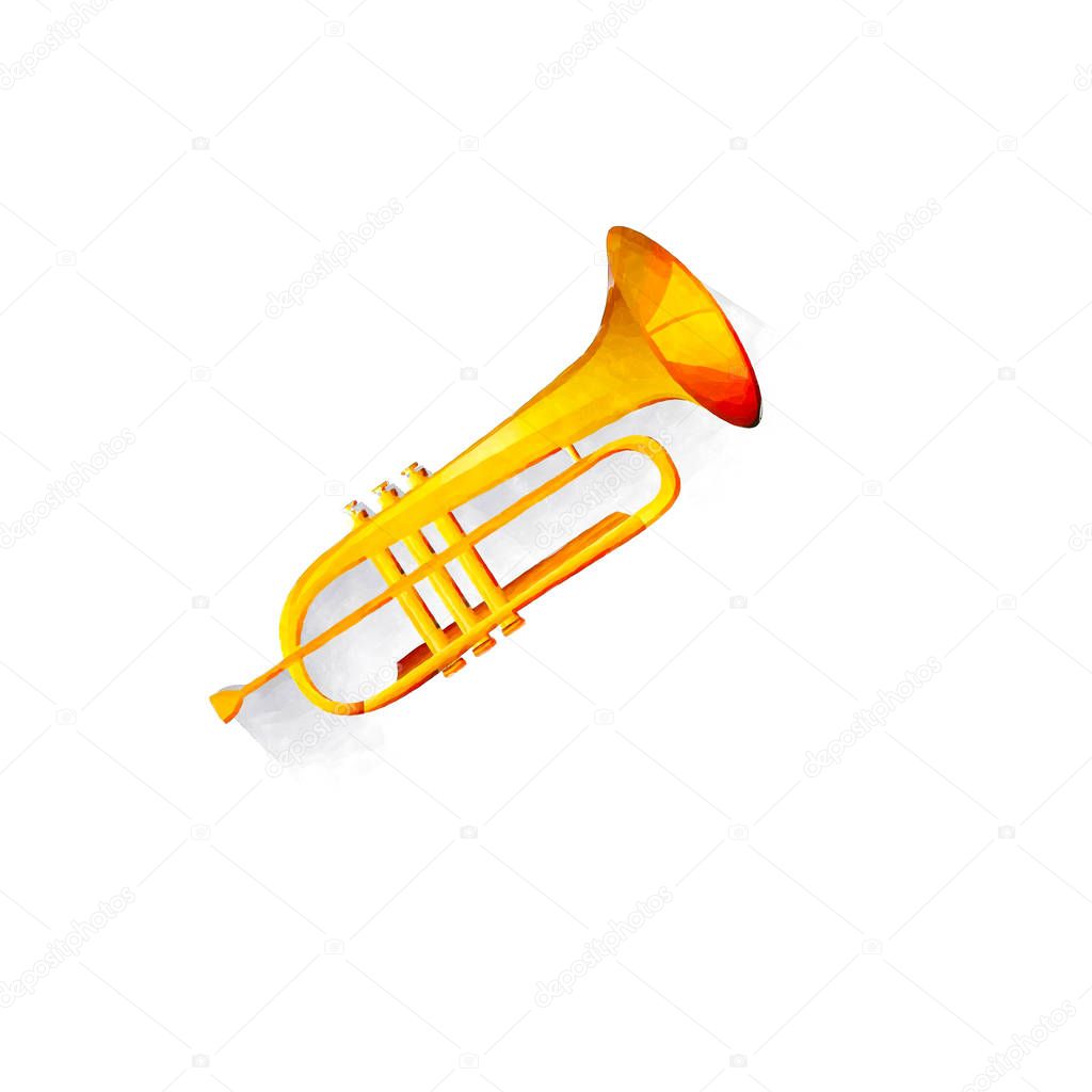Watercolor trumpet
