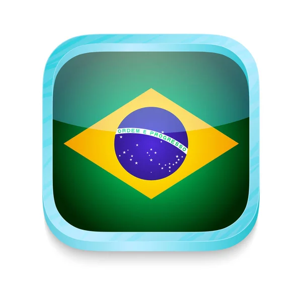 Smart phone button with Brazil flag — Stock Vector
