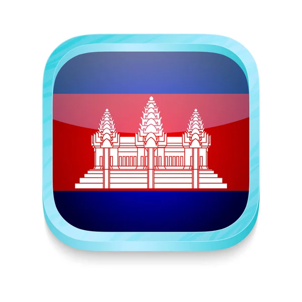 Botón de teléfono inteligente con bandera de Camboya — Vector de stock