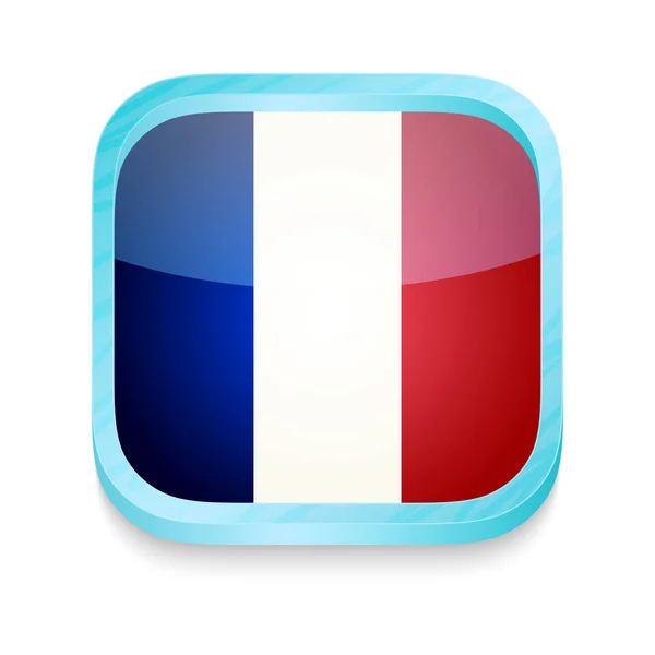 Fransa bayrağı taşıyan akıllı telefon düğmesi — Stok Vektör