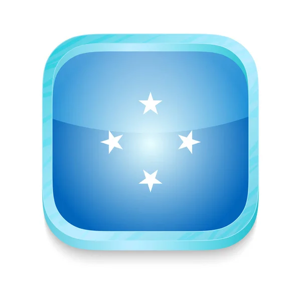 ミクロネシア連邦国旗付きスマートフォンボタン — ストックベクタ