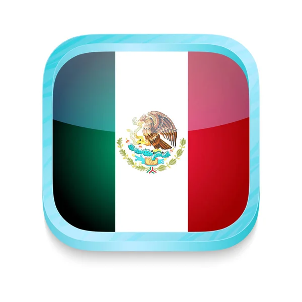 Bouton de téléphone intelligent avec drapeau mexicain — Image vectorielle