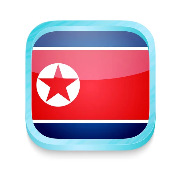 Botão de telefone inteligente com bandeira da Coreia do Norte —  Vetores de Stock