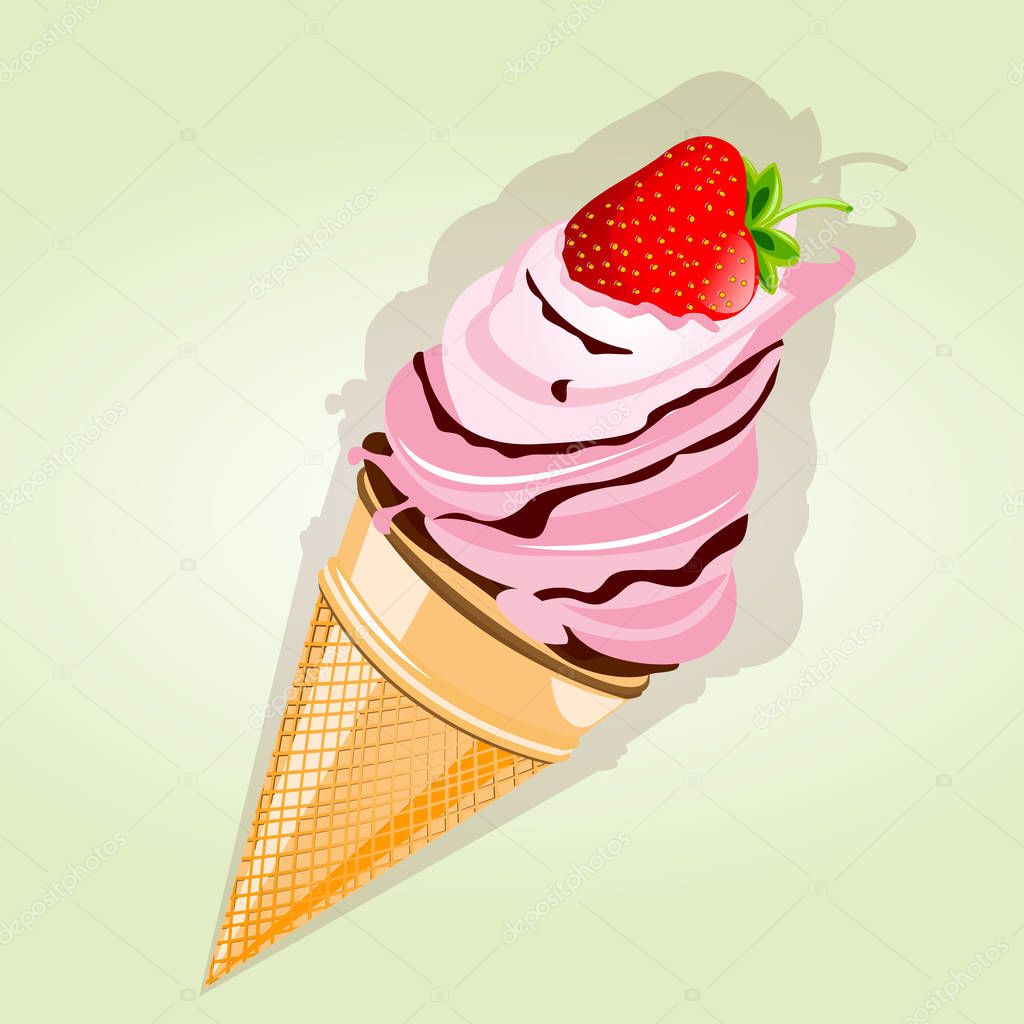 Icecream with strawberry