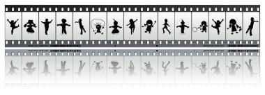 negatif film şeridi ile çocuk 