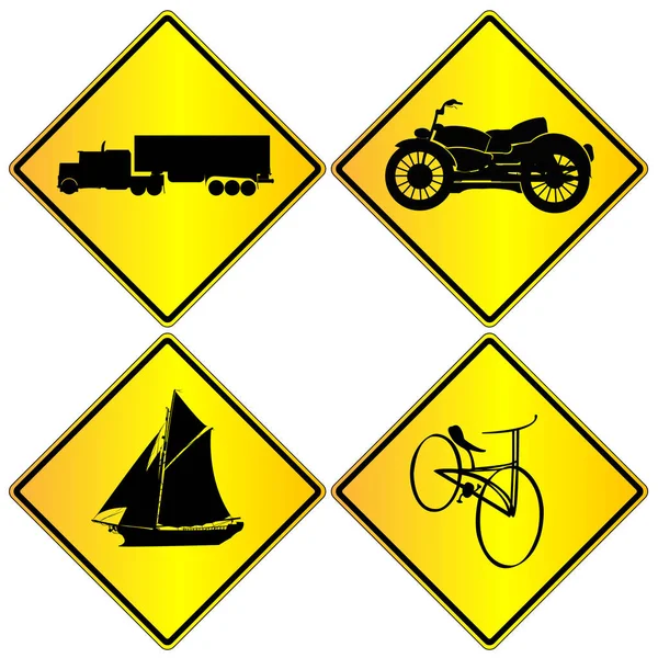 Metalic transport signs set — Stock Vector