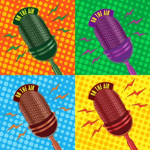 Old vintage microphone background — Stock Vector