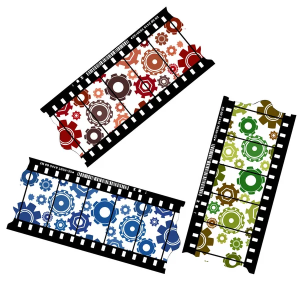 Cogwheels en una tira de película — Archivo Imágenes Vectoriales