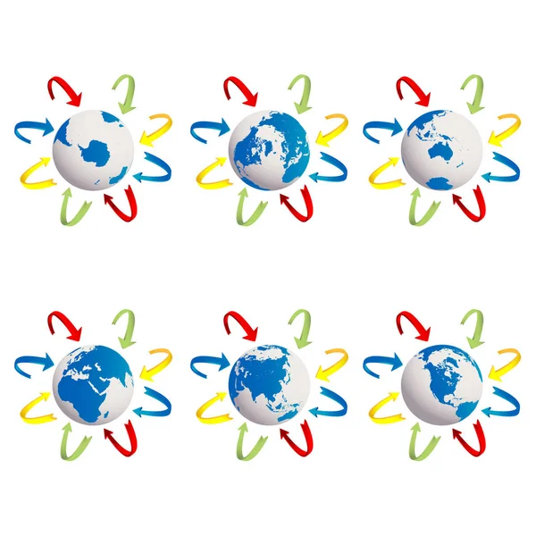 Globos de la Tierra iconos — Vector de stock