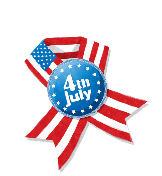 Watercolor fourth of july badge