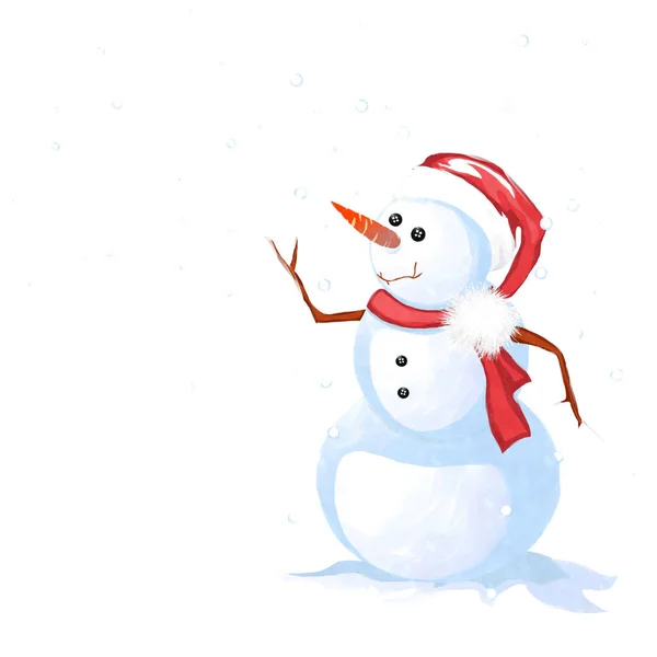Homem de neve aquarela — Fotografia de Stock