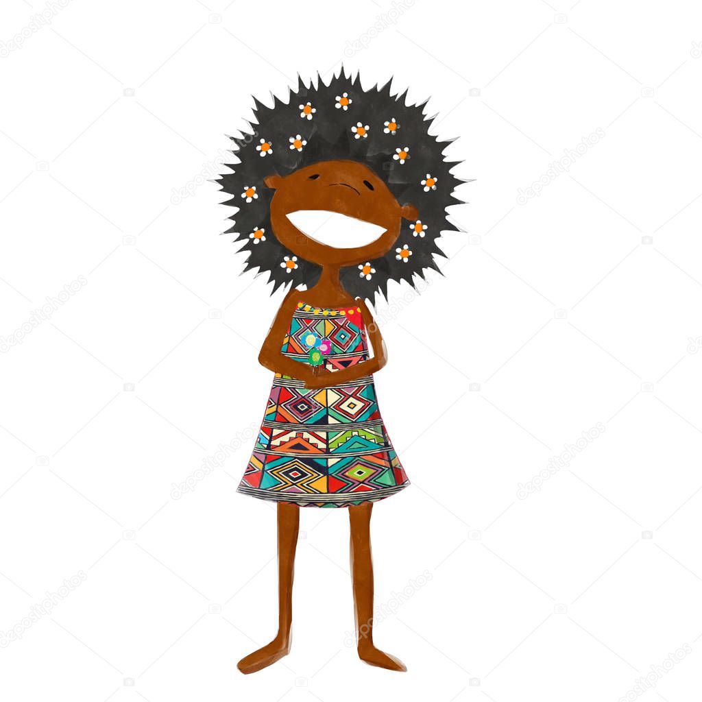 Watercolor african girl