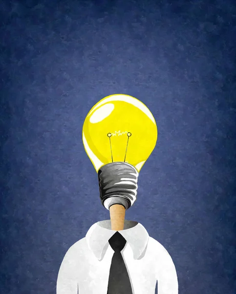 Watercolor lightbulb head man — Stock Photo, Image