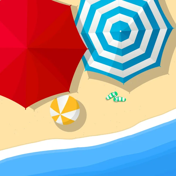 Umbrellas on the beach — Stock Vector
