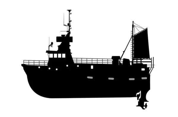 Fishing ship silhouette — Stock Vector
