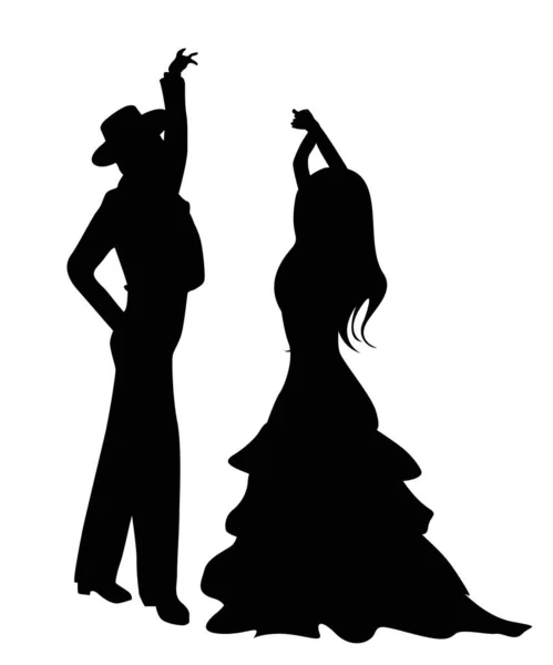 Bailarinos de flamenco silhuetas — Vetor de Stock