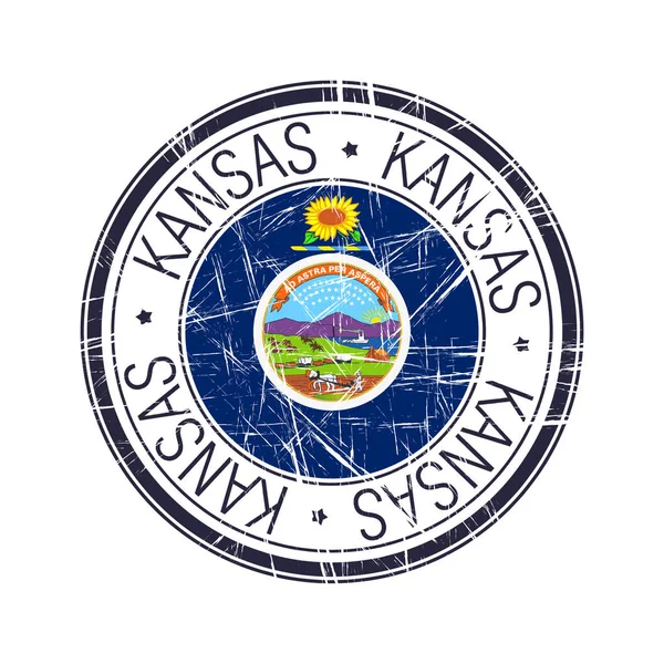 Timbre en caoutchouc du Kansas — Image vectorielle