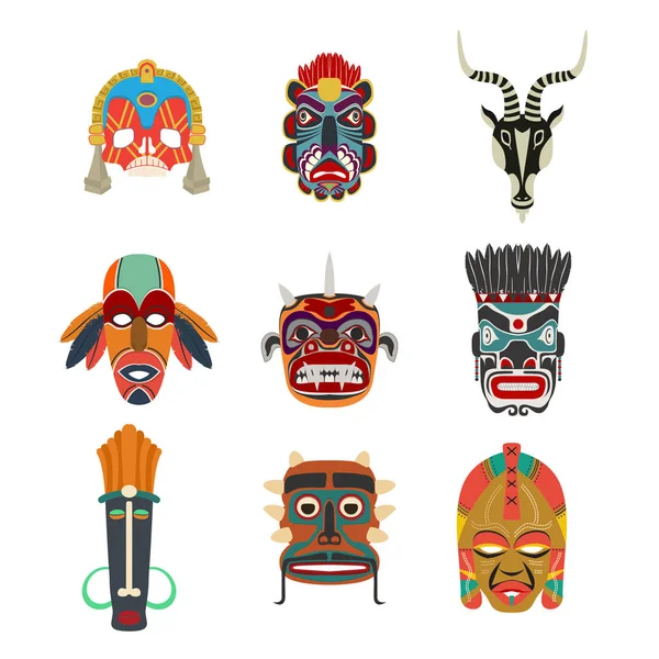 Набор племенных масок 4 — стоковый вектор