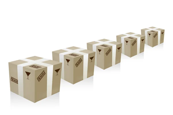 Cajas de cartón frágiles — Vector de stock