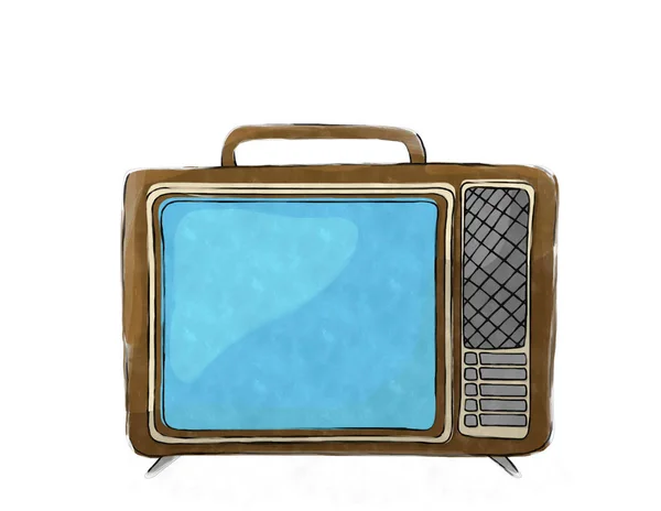 Acuarela retro tv set — Foto de Stock