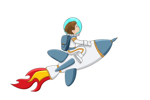 Astronauta en un cohete — Vector de stock