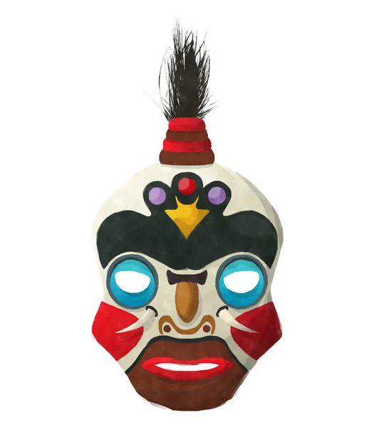 Máscara Tribal Aquarela Fundo Branco — Fotografia de Stock