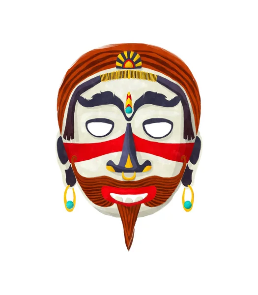 Watercolor Tribal Mask White Background — Stock Photo, Image