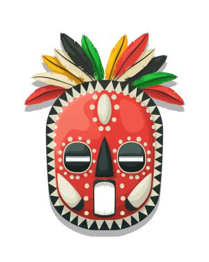 Vektör dekoratif kabile maskesi, beyaz arkaplan üzerinde izole nesne