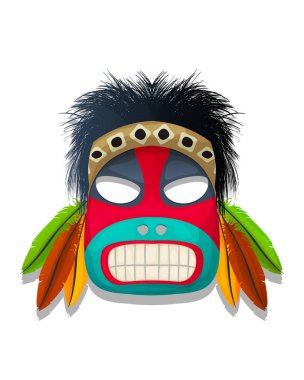 Vektör dekoratif kabile maskesi, beyaz arkaplan üzerinde izole nesne