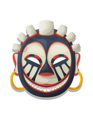 Vektör dekoratif kabile maskesi, beyaz arkaplan üzerinde izole nesne