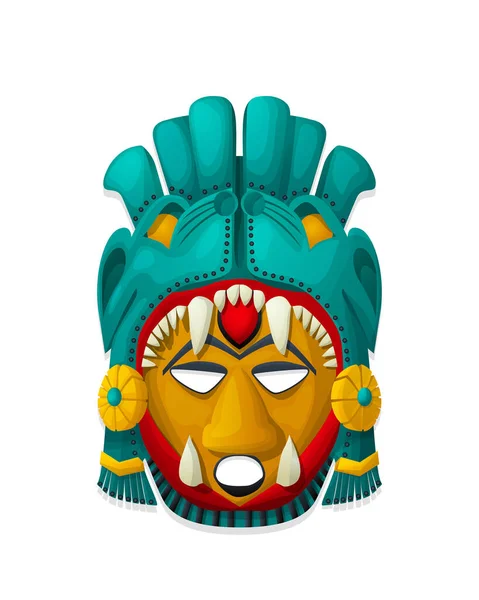 Masker Aztec Maya Vektor Suku Atas Latar Belakang Putih - Stok Vektor