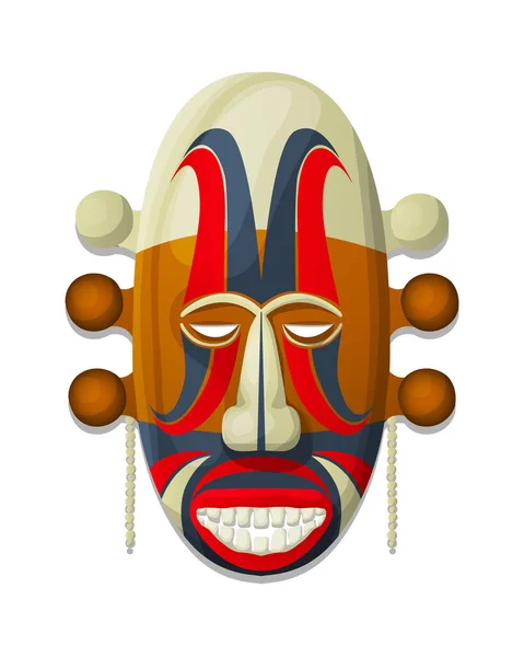 Máscara Tribal Decorativa Vectorial Objeto Aislado Sobre Fondo Blanco — Vector de stock